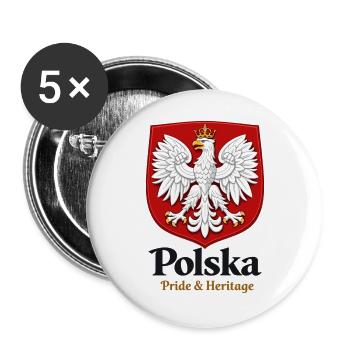 Polska Pride & Heritage – Poland Coat of Arms T-Shirt - Buttons large 2.2''/56 mm (5-pack) - white - Front
