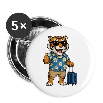 Tiger Reisen Hawaiian vibe - Buttons large 2.2''/56 mm (5-pack) - white - Front