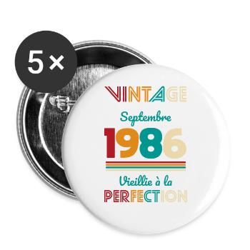 40-jähriges Jubiläum – Jahrgang – September 1986 - Buttons groß 56 mm (5er Pack) - Weiß - Vorne