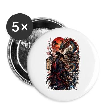 Drachenkrieger am Tsukimi-Schrein - Buttons groß 56 mm (5er Pack) - Weiß - Vorne