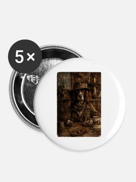 Jägerstolz - Deutsch Langhaar - Buttons groß 56 mm (5er Pack) - Weiß