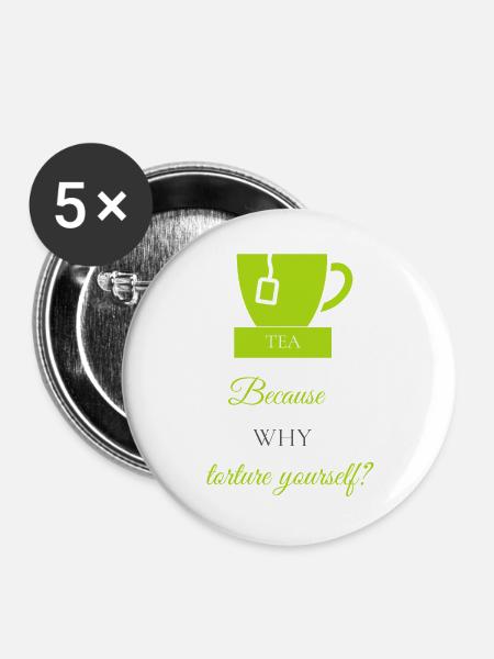 TEA-RIFFIC (Limette + Grau) - Buttons groß 56 mm (5er Pack) - Weiß