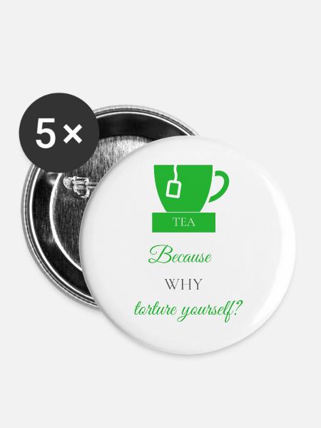 TEA-RIFFIC (Grün + Grau) - Buttons groß 56 mm (5er Pack) - Weiß