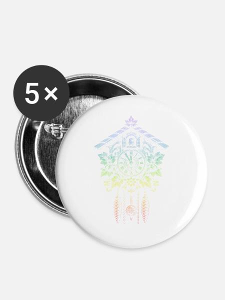 Kuckucksuhr - Buttons groß 56 mm (5er Pack) - Weiß