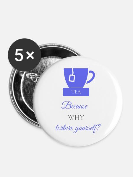 TEA-RIFFIC (Violett + Grau) - Buttons groß 56 mm (5er Pack) - Weiß