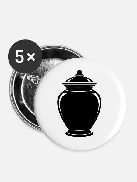 Einäscherungsurne - Buttons groß 56 mm (5er Pack) - Weiß
