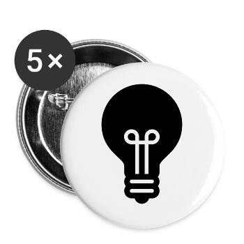 Glühbirne, Idee, Innovation, ideal für - Buttons groß 56 mm (5er Pack) - Weiß - Vorne