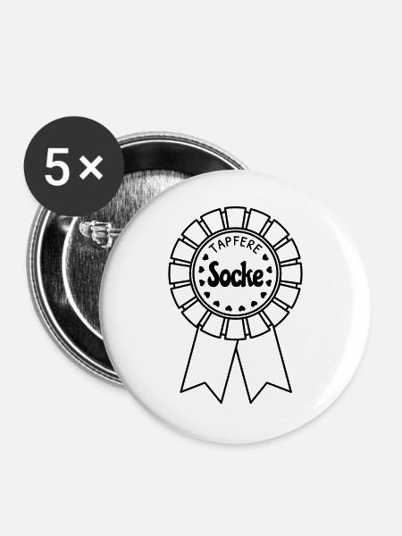 Tapfere Socke - Buttons groß 56 mm (5er Pack) - Weiß