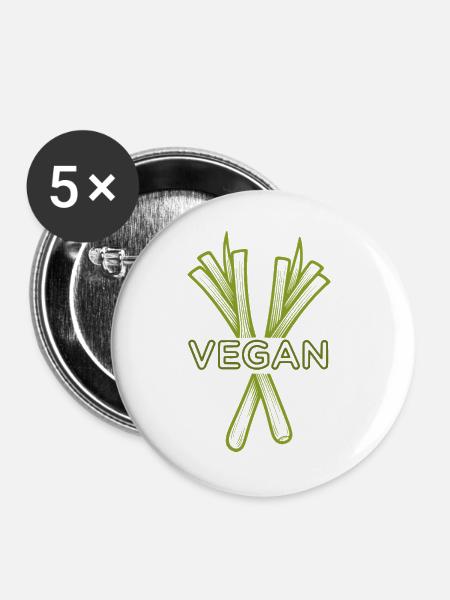 Vegan Lauch Silhouette - Buttons groß 56 mm (5er Pack) - Weiß