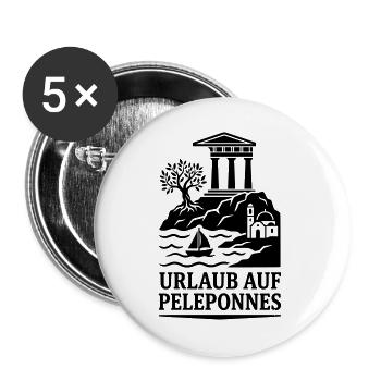 Peleponnes Griechenland Urlaub Wahrzeichen - Buttons groß 56 mm (5er Pack) - Weiß - Vorne