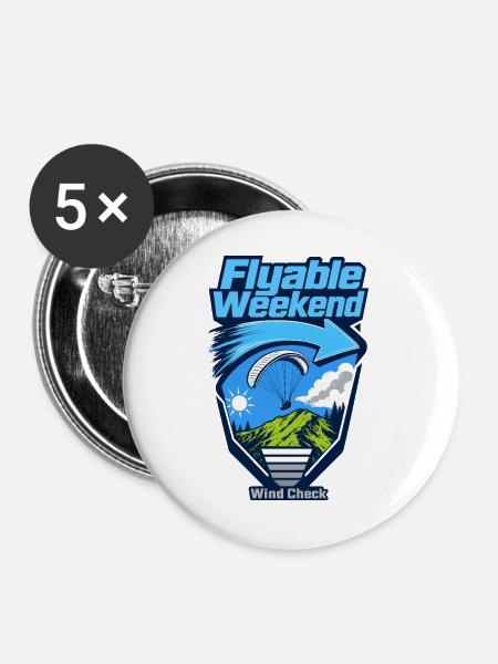 Fluable Weekend Forecast Anfänger-Pilotengeschenke - Buttons groß 56 mm (5er Pack) - Weiß