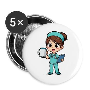 T-shirt infirmière kawaii humour café soignante ca - Lot de 5 grands badges (56 mm) - blanc - Devant