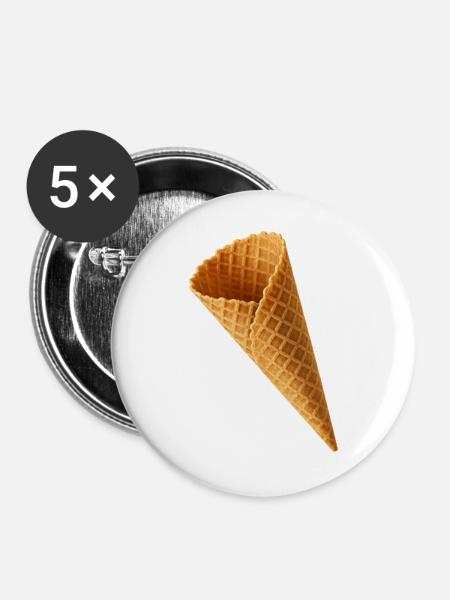 Knusprige Eiswaffel Illustration  - Buttons groß 56 mm (5er Pack) - Weiß