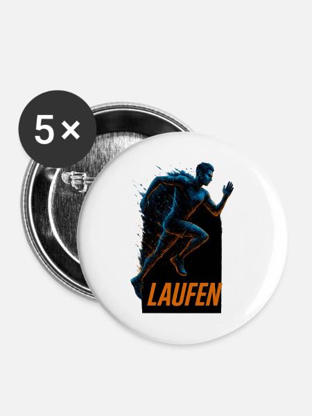 Neonlauf Sprintender Runner - Buttons groß 56 mm (5er Pack) - Weiß