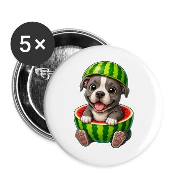 Depicts a playful animal character, highlights tre - Buttons groß 56 mm (5er Pack) - Weiß - Vorne