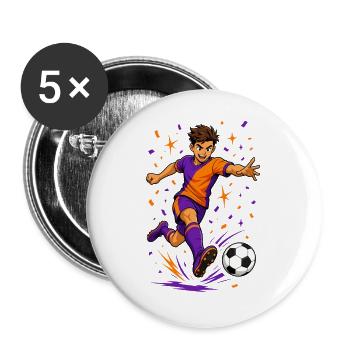 Soccer Goal Shot Player Cartoon - Buttons large 2.2''/56 mm (5-pack) - white - Front