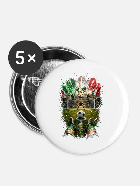 Torjubel unter Feuerwerk - Buttons groß 56 mm (5er Pack) - Weiß
