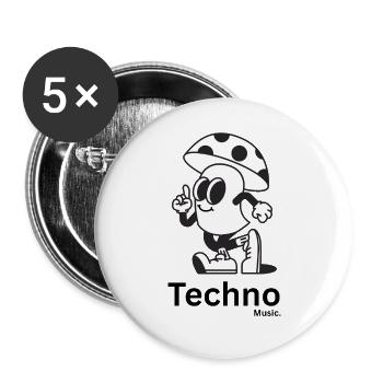 Mushroom Panache Cartoon Mascot - Buttons large 2.2''/56 mm (5-pack) - white - Front