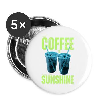 "Iced Coffee & Sunshine Everyday" Colorful Coffee - Buttons large 2.2''/56 mm (5-pack) - white - Front