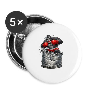 Gorilla boxer out of the barrel - Buttons large 2.2''/56 mm (5-pack) - white - Front