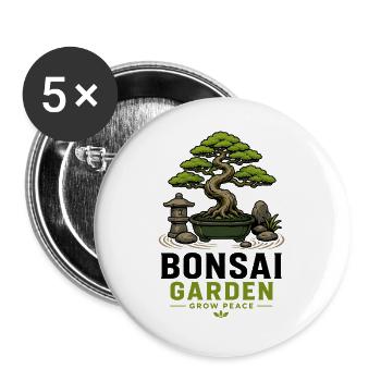 Japanese Bonsai Tree Plant Zen Gardener Bonsai - Buttons large 2.2''/56 mm (5-pack) - white - Front