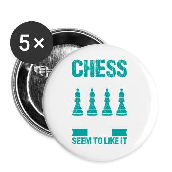 Échiquier des joueurs d’échecs - Lot de 5 grands badges (56 mm) - blanc - Devant