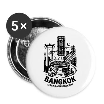 Bangkok Midnight Noodles - Buttons large 2.2''/56 mm (5-pack) - white - Front
