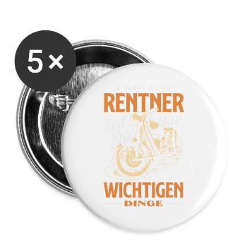 Endlich Rentner Wichtige Dinge - Buttons groß 56 mm (5er Pack) - Weiß - Vorne
