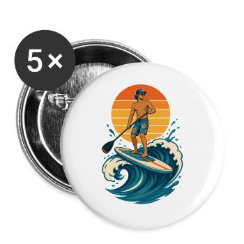  Funny SUP Paddleboard Board Stand Up paddel - Buttons groß 56 mm (5er Pack) - Weiß - Vorne