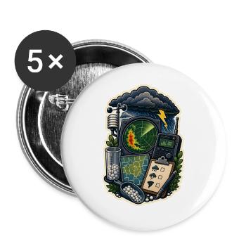 Carte d’observation des tempêtes Nuages radio - Lot de 5 grands badges (56 mm) - blanc - Devant