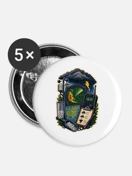 Sturmbeobachtung Karte Funkgerät Wolken - Buttons groß 56 mm (5er Pack) - Weiß