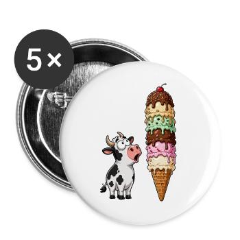 Vache émerveillée par la tour de glace - Lot de 5 grands badges (56 mm) - blanc - Devant
