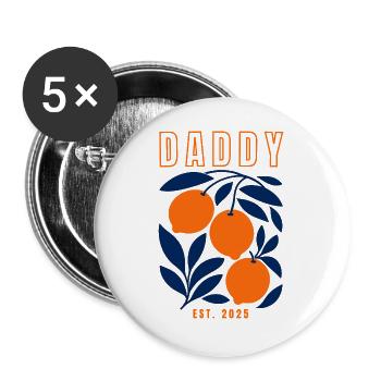 Daddy 2025 - Buttons large 2.2''/56 mm (5-pack) - white - Front