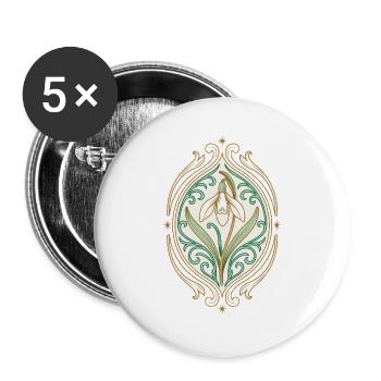 Jugendstil Iris Ornament - Buttons groß 56 mm (5er Pack) - Weiß - Vorne