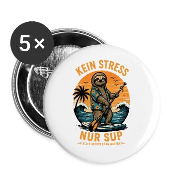  Faultiere SUP Paddleboard Board Stand Up paddel - Buttons groß 56 mm (5er Pack) - Weiß - Vorne