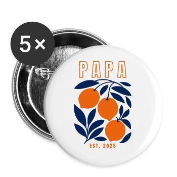 Papa 2025 - Buttons groß 56 mm (5er Pack) - Weiß - Vorne