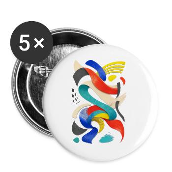 Abstrait coloré en rubans - Lot de 5 grands badges (56 mm) - blanc - Devant
