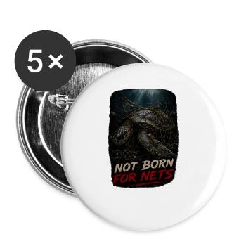 Not Born For Nets – Turtle - Buttons large 2.2''/56 mm (5-pack) - white - Front