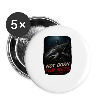 Not Born For Nets – Great White Shark - Buttons large 2.2''/56 mm (5-pack) - white - Front