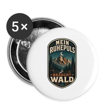 Mein Ruhepuls Braucht Wald - Buttons groß 56 mm (5er Pack) - Weiß - Vorne