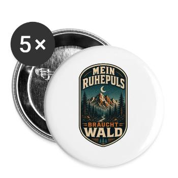 Mein Ruhepuls braucht Wald - Buttons groß 56 mm (5er Pack) - Weiß - Vorne