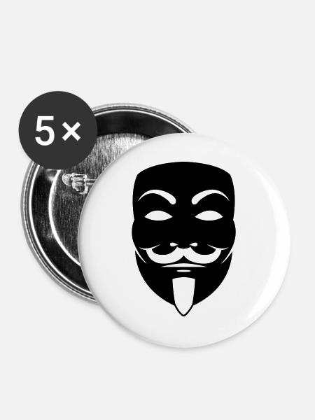 Anonymous Maske - Buttons groß 56 mm (5er Pack) - Weiß