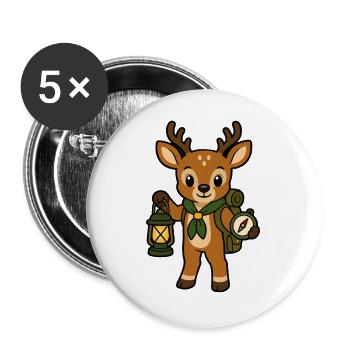 Cerf aventurier de la forêt avec lanterne - Lot de 5 grands badges (56 mm) - blanc - Devant