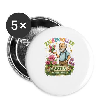 Zauberhafter Gartenzauber - Buttons groß 56 mm (5er Pack) - Weiß - Vorne