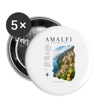 Amalfi Küsten - La Dolce Vita - Buttons groß 56 mm (5er Pack) - Weiß - Vorne