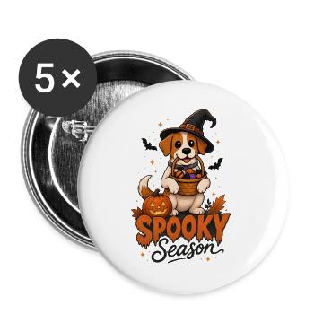 Süßes oder Gassi - Buttons groß 56 mm (5er Pack) - Weiß - Vorne