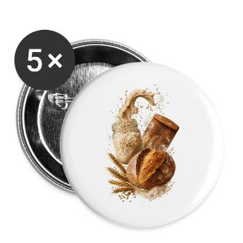 Handwerksbrot und rustikaler Sauerteig - Buttons groß 56 mm (5er Pack) - Weiß - Vorne