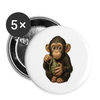 Prankster Ape Grenade (russisches Armeelogo 2026) - Buttons groß 56 mm (5er Pack) - Weiß - Vorne