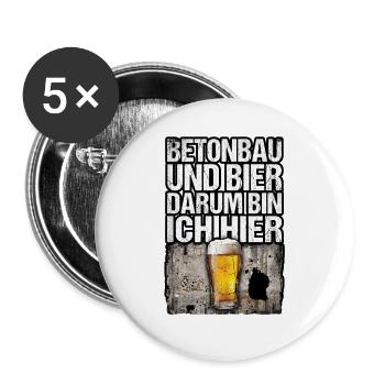 Maurer Und Bier Betonbau - Buttons groß 56 mm (5er Pack) - Weiß - Vorne