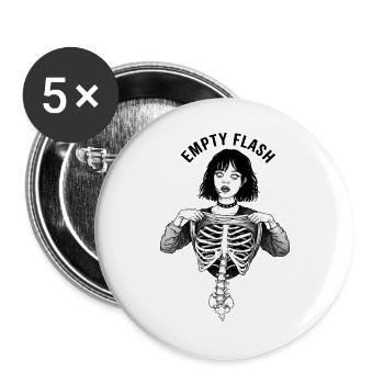 Leere Flash Skeleton - Buttons groß 56 mm (5er Pack) - Weiß - Vorne